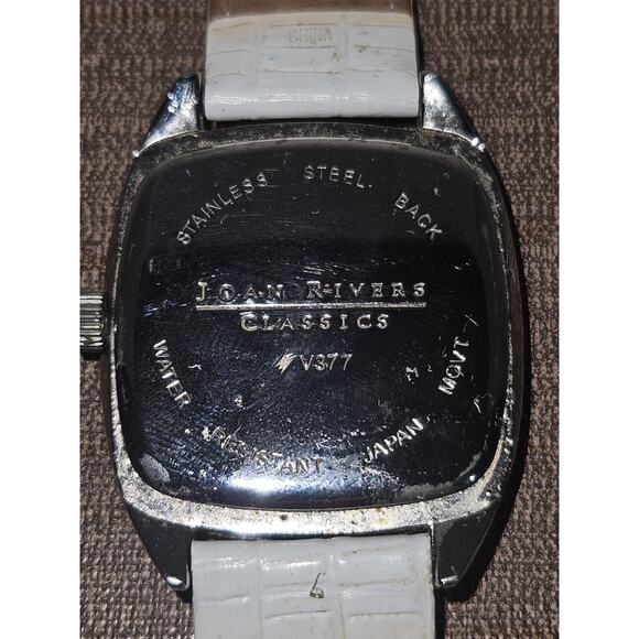 Joan Rivers Classics Collection Quartz Watch Leather Silver White Pave - Picture 4 of 7